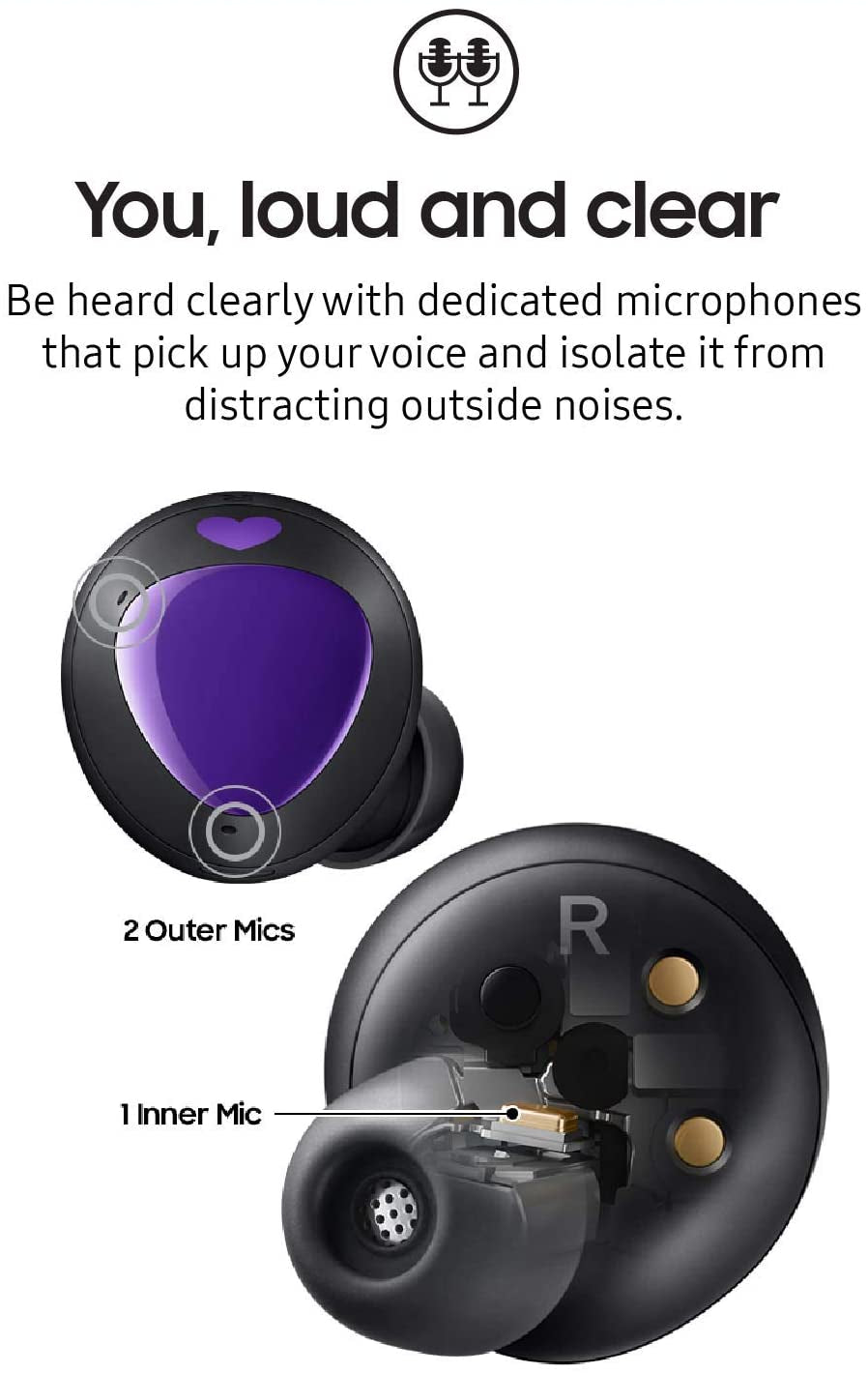 Urbanx Street Buds Plus True Bluetooth Earbud Headphones For Samsung Galaxy J Max - Wireless Earbuds w/Active Noise Cancelling - Purple (US Version with Warranty)