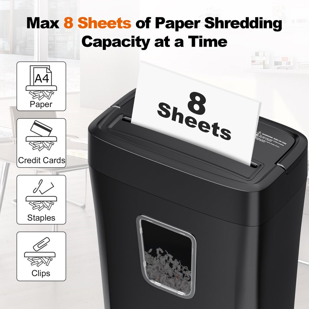 Paper Shredder 8-Sheet Cross Cut Shredder with 4.1 Gallon Wastebasket