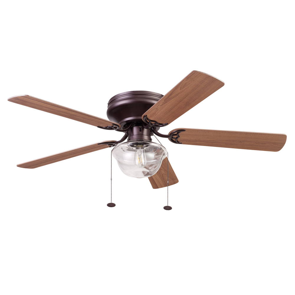 Better Homes & Gardens Wyndham 52" Bronze Ceiling Fan with Light, 5 Blades, Pull Chains & Reverse Airflow