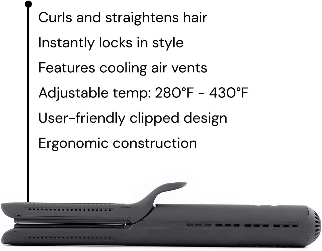 L'ANGE HAIR Le Duo 360° Airflow Styler | 2-in-1 Curling Wand & Titanium Flat Iron Hair Straightener | Professional Hair Curler with Cooling Air Vents | Dual Voltage & Adjustable Temp