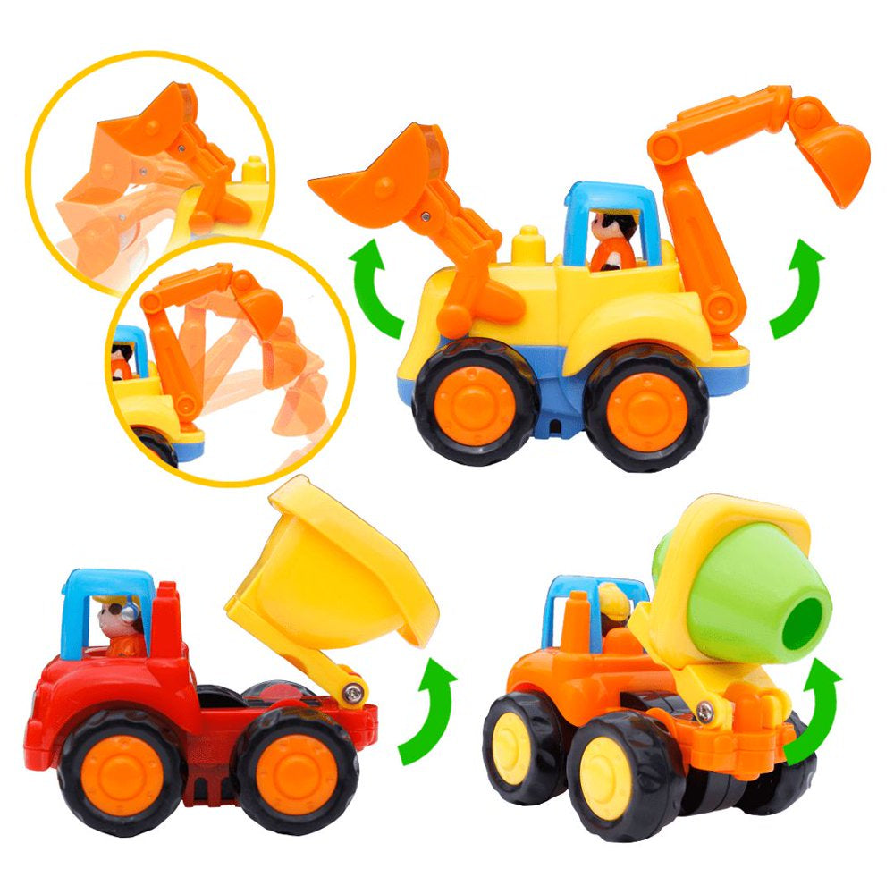 Friction Powered Cars Push and Go Toys Car Construction Vehicles Toys Set for Boys Baby Toddlers Kids Gift