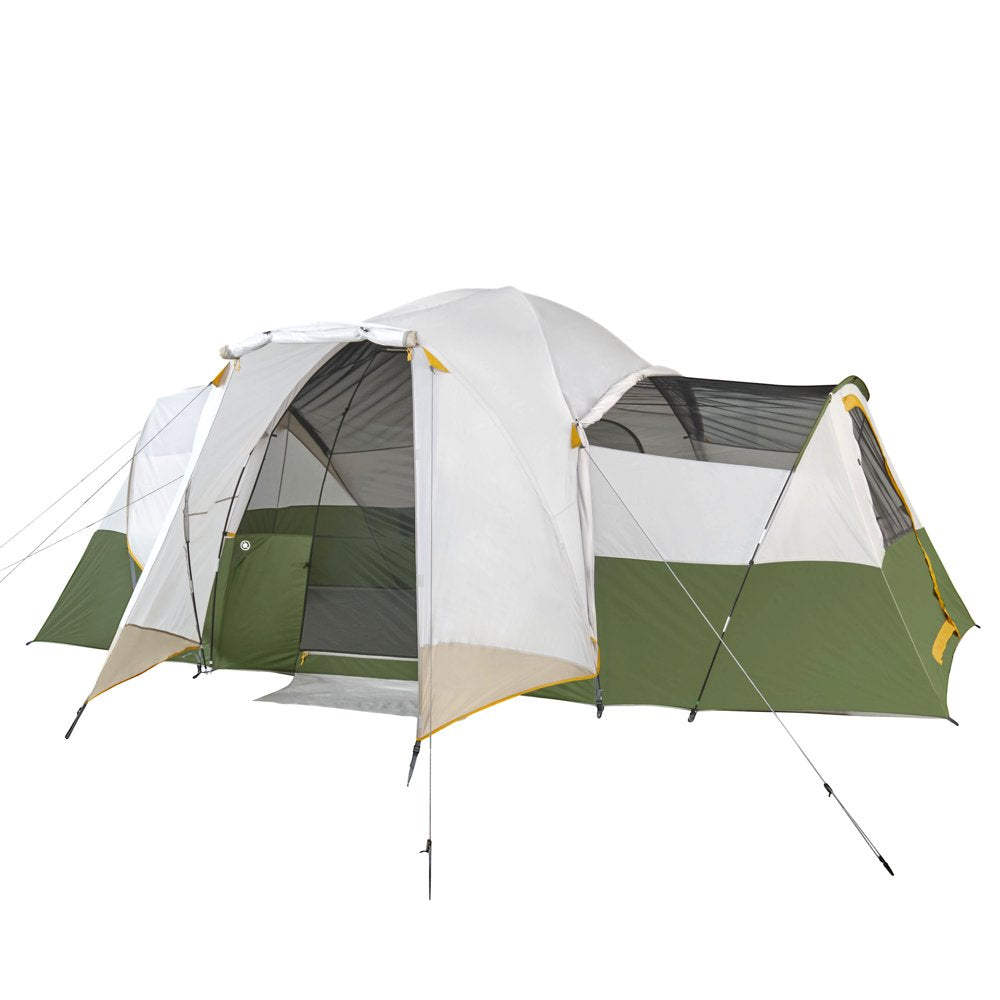  10-Person, 3-Room, Hybrid Dome Tent, Off-White / Green, with Full Fly, Weight 26 Lbs. 6 oz.