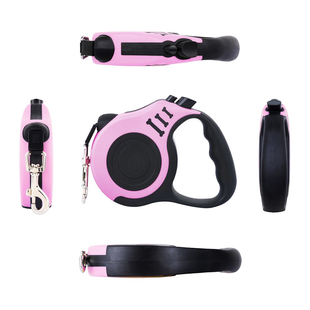 Retractable Dog Leash Lightweight Portative 16FT Leash for Small Medium Dogs(Pink)