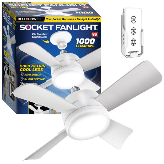 Bell and Howell Socket Fan Ceiling Fan with Light 15 Inches Fan 1000 Lumens Speed Light Control