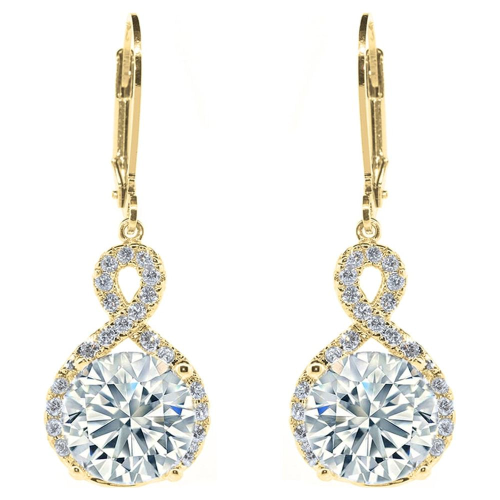 Cate & Chloe Alessandra 18k Yellow Gold Plated Drop Dangle Halo Earrings with Crystals | Women's Gold Jewelry