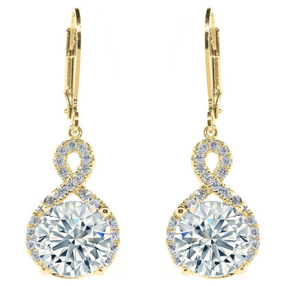 Cate & Chloe Alessandra 18k Yellow Gold Plated Drop Dangle Halo Earrings with Crystals | Women's Gold Jewelry