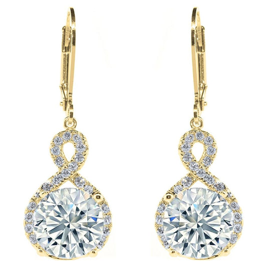 Cate & Chloe Alessandra 18k Yellow Gold Plated Drop Dangle Halo Earrings with Crystals | Women's Gold Jewelry