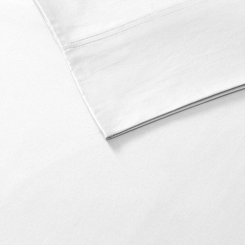 Color Sense Cool Crisp 100% Cotton Percale Solid Fitted Sheet Open Stock Queen White