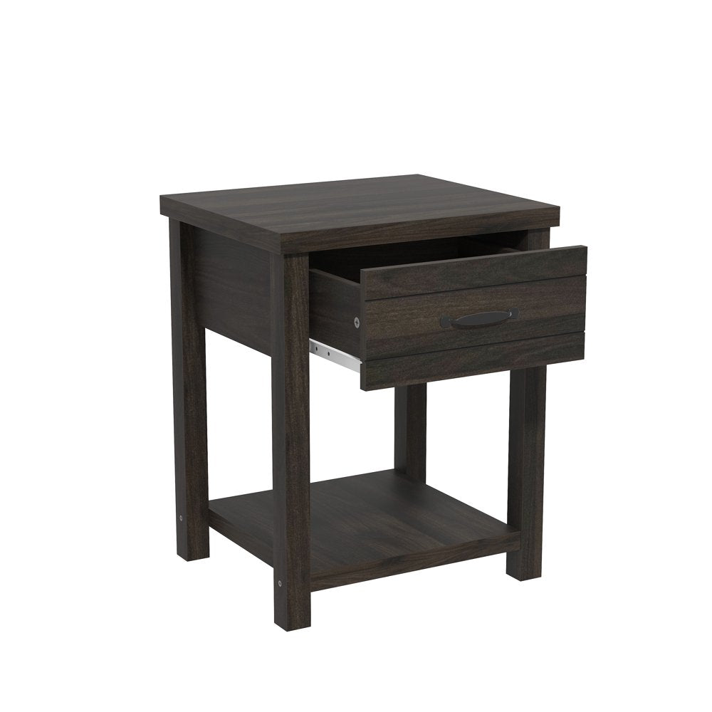 Hillsdale Lancaster Farmhouse 1 Drawer Nightstand, Set of 2, Dark Espresso