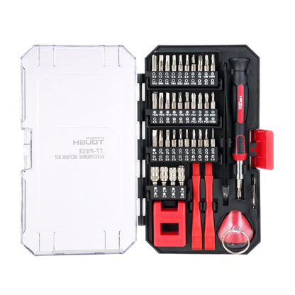 77 Piece Precision Tool Kit with Magnetic Screwdriver, Standard Size Bits, and Case, New Condition