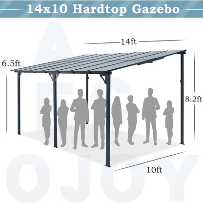 AECOJOY 10' x 14' Hardtop Gazebo Outdoor Aluminum Pergola for Garden, Patio, Backyard-Gray