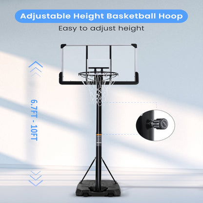 Portable Basketball Hoop Goal Basketball Hoop System Height Adjustable 7 ft. 6 in. - 10 ft. with 44 inch Indoor Outdoor PVC Backboard Material