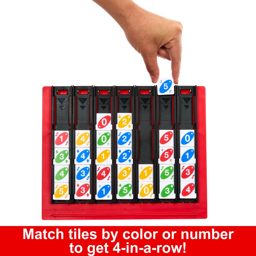 UNO Quatro Game, Adult, Family & Game Night with Colored Tiles & Plastic Game Grid, 2 to 4 Players