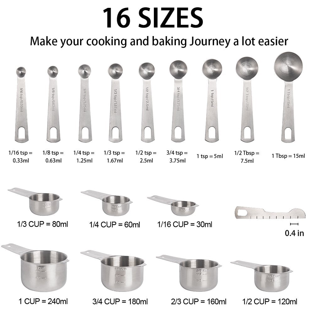 20 Pieces Stainless Steel Measuring Cups & Spoons Set, Cups and Spoons,Kitchen Gadgets for Cooking & Baking