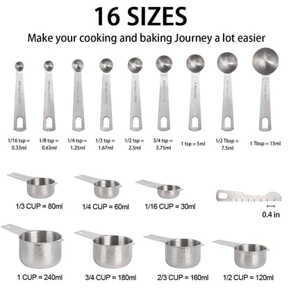 20 Pieces Stainless Steel Measuring Cups & Spoons Set, Cups and Spoons,Kitchen Gadgets for Cooking & Baking