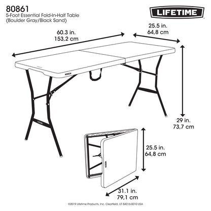 Lifetime 5-Foot Fold-in-Half  Table, Gray (80861)