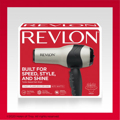 Revlon 1875W Turbo Ceramic + IONIC Hair Dryer, Gray