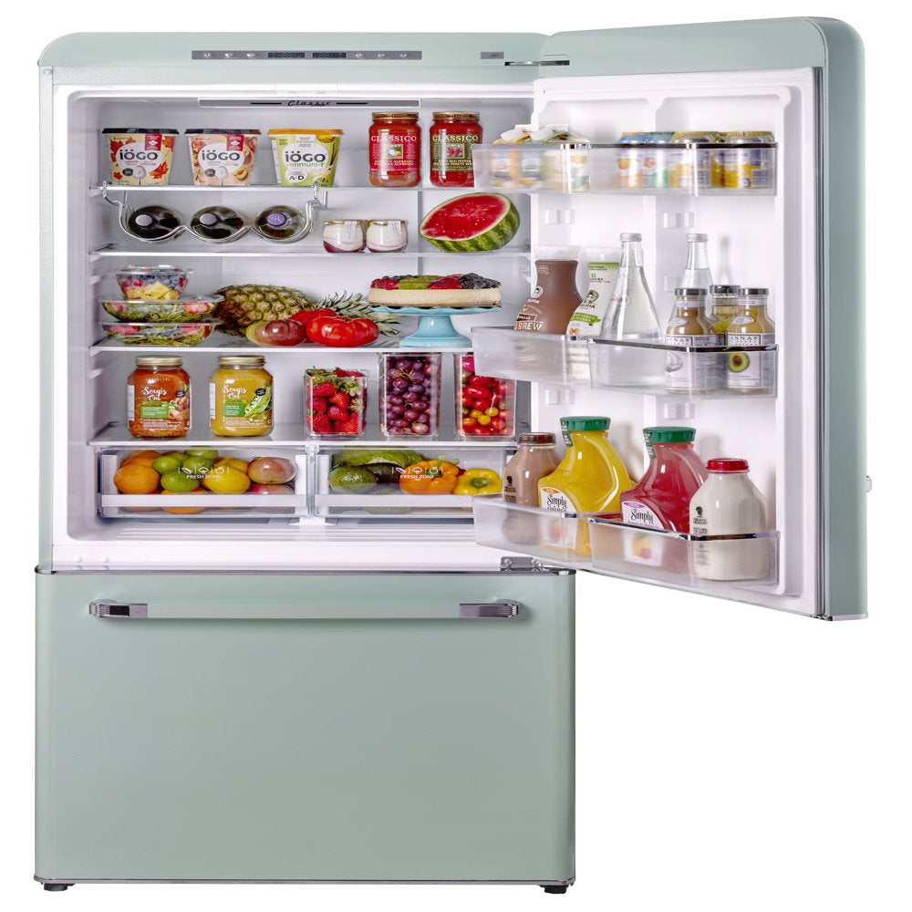 Unique Classic Retro 30" Frost Free 17.7 cu/ft Freestanding Bottom Freezer Refrigerator, ENERGY STAR Certified