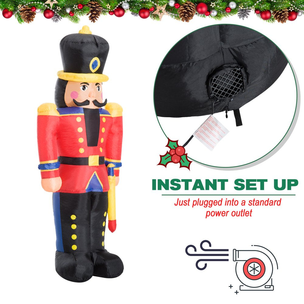 Outsunny Christmas Inflatable Nutcracker Soldier with LED Lights for Outdoor