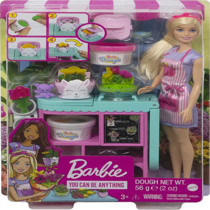 Barbie Florist Doll & Playset with Flower-Making Station, Molds, Dough & Accessories, Blonde Doll