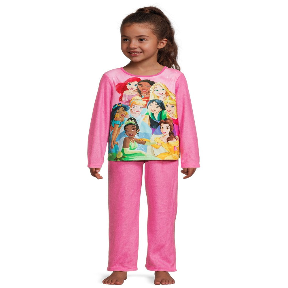 Girls Licensed Character Long Sleeve Top and Pants Sleep Set,  2-Piece, Sizes 4-12