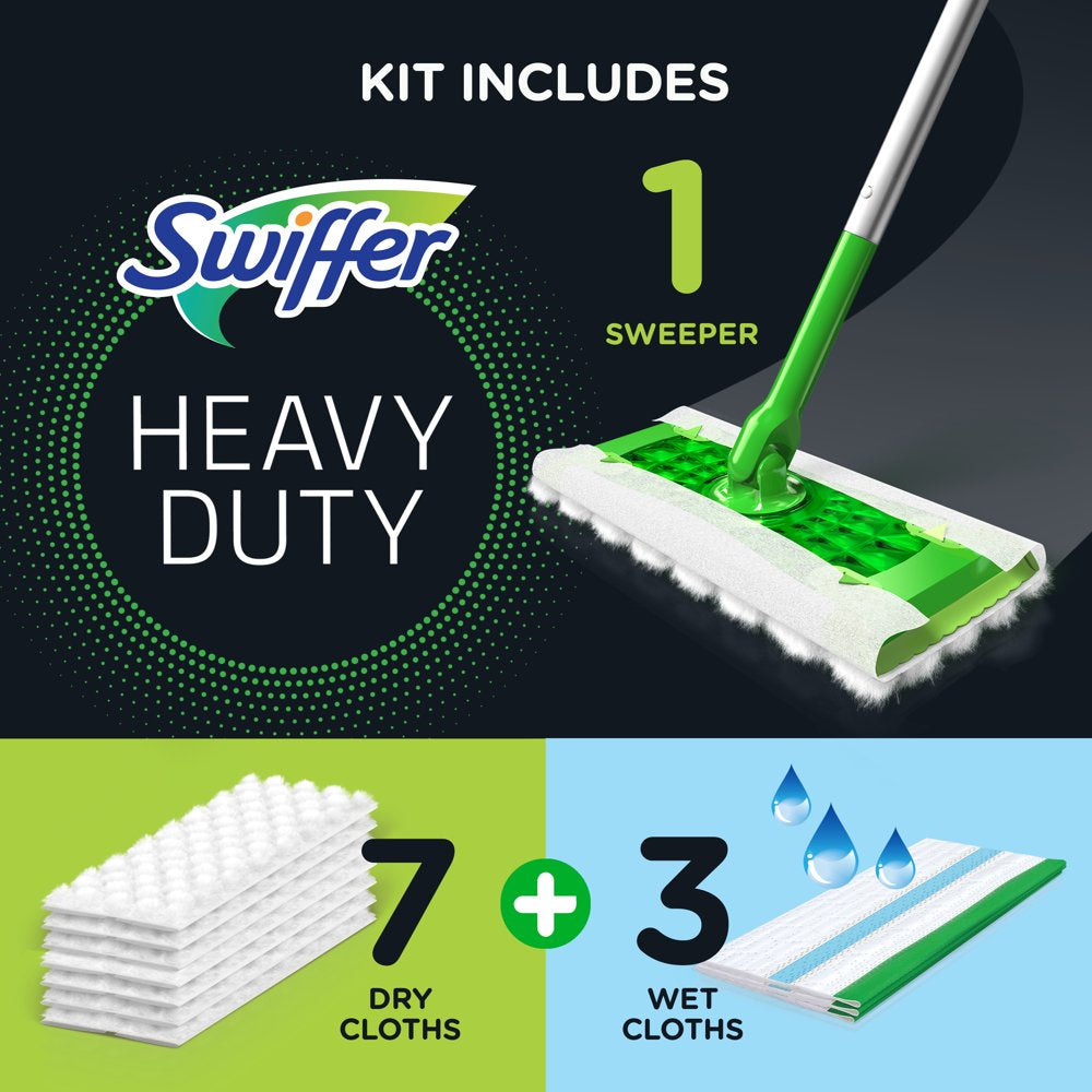 Swiffer Sweeper 2-in-1, Dry and Wet Multi Surface Floor Cleaner, Sweeping and Mopping Starter Kit