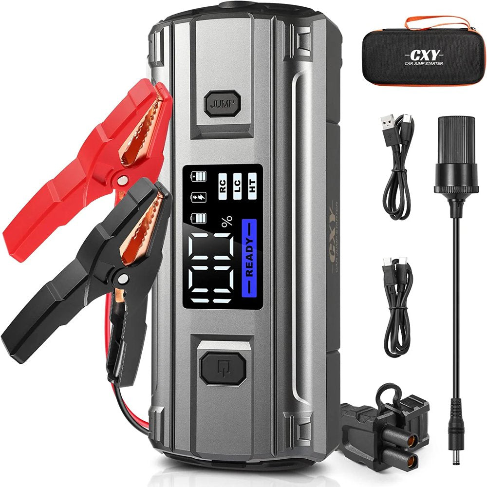 Cxy T13Plus 2000A Jump Starter Power Pack,65W in/Out Fast Charging 12V Car Jump Starter for Up to 8.5L Petrol or 6L Diesel Engines,Car Battery Booster Jump Starter with LCD Screen for Laptop Charging