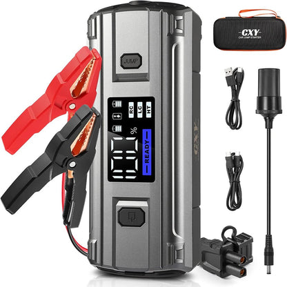 Cxy T13Plus 2000A Jump Starter Power Pack,65W in/Out Fast Charging 12V Car Jump Starter for Up to 8.5L Petrol or 6L Diesel Engines,Car Battery Booster Jump Starter with LCD Screen for Laptop Charging