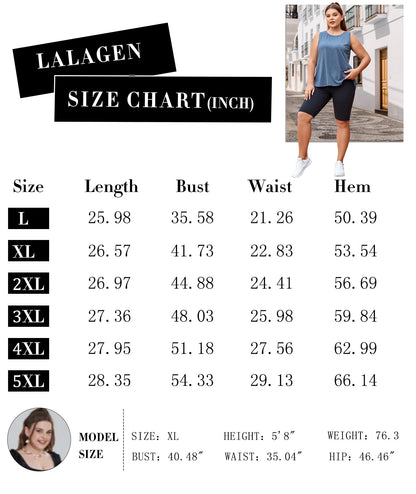 LALAGEN Women's Workout Tank Tops Sleeveless Exercise Sports Running Plus Size Active Shirts White 3XL