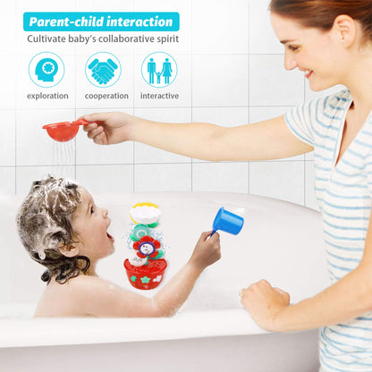 Girl Bath Toys for Kids 1-3 Bathtub Toys for Toddlers Water Tub Toys for Babies 1 2 3 Year Old Girls Boys Gifts with 1 Mini Sprinkler 2 Toys Cups Gifts Ideal with Color Box