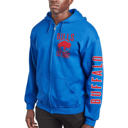 Junk Food Clothing x NFL - Buffalo Bills - MVP Zip Hoodie - Unisex Adult Full Zip Hooded Sweatshirt for Men and Women - Size Large