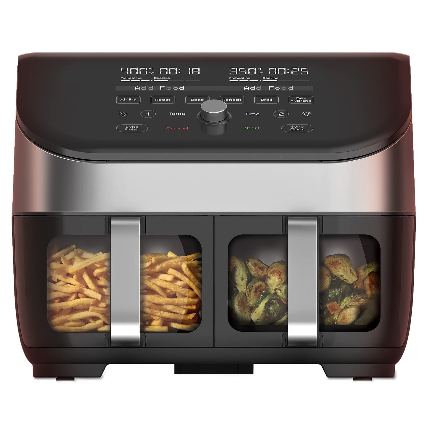 Instant Pot XL 8-QT Dual Basket Air Fryer Oven, From the Makers of Instant Pot,2 Independent Baskets,Clear Cooking Window,Dishwasher-Safe Basket, App with over 100 Recipes,Stainless Steel