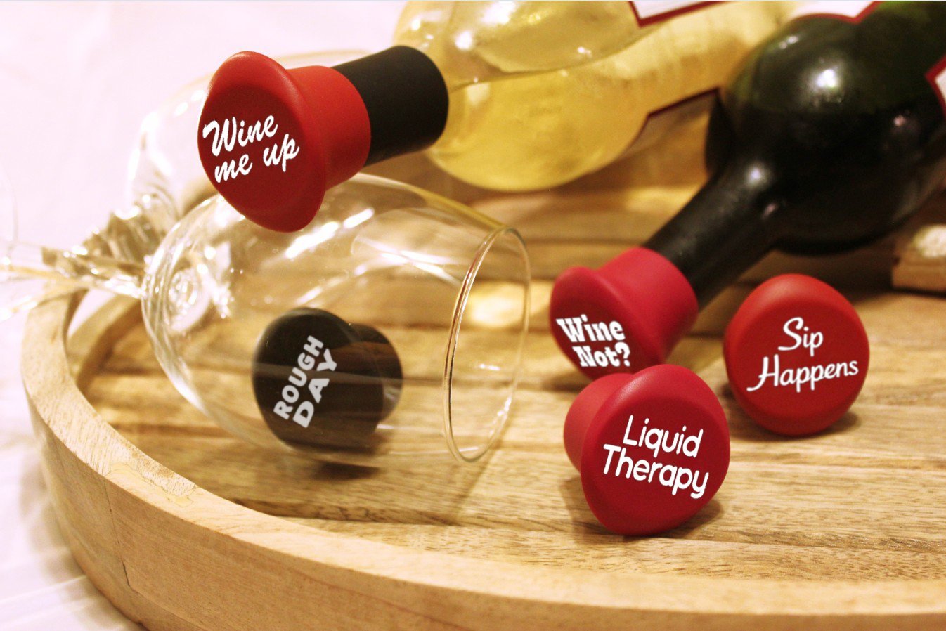 5 Funny Wine Stoppers - Perfect as Wine Accessories or Wine Gifts for Women - Set of 5 Funny Silicone Wine Bottle Stopper. A Great Christmas Gifts For Women Or Men. Better Than Wine Corks.