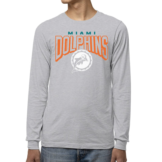 Junk Food Clothing x NFL - Miami Dolphins - Bold Logo - Unisex Adult Long Sleeve T-Shirt for Men and Women - Size X-Large