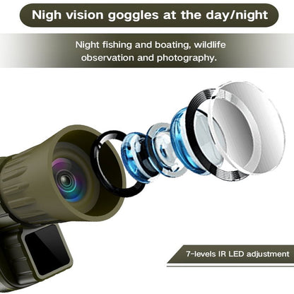 Night Vision Goggles with 32GB SD Card 12MP/1080P Night Vision Monocular Mini Infrared 5x Zoom Hunting Outdoor Full Dark NV-650 Camo