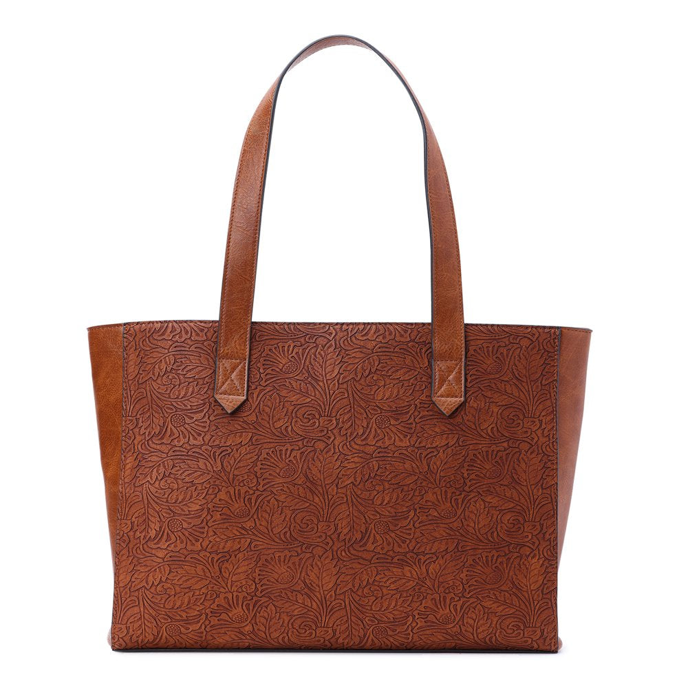  Tooled Faux Leather Medium Tote Bag