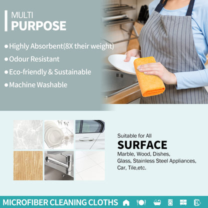 HOMERHYME Microfiber Cleaning Cloth - 20 Pack Cleaning Towels, 12" x 12" Dish Cloths, Lint Free Rag, Non-Abrasive Dusting Cloth, Washable Reusable Wash Cloth Towel for Kitchen Car House Office