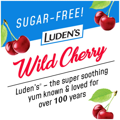 Ludens Sugar Free Wild Cherry Throat Drops, Sore Throat Relief, 75 Count