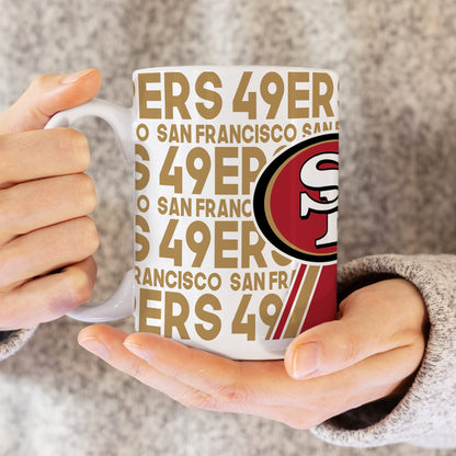 Rico Industries NFL Football San Francisco 49ers 15 oz White Ceramic Coffee Mug for NFL Fans