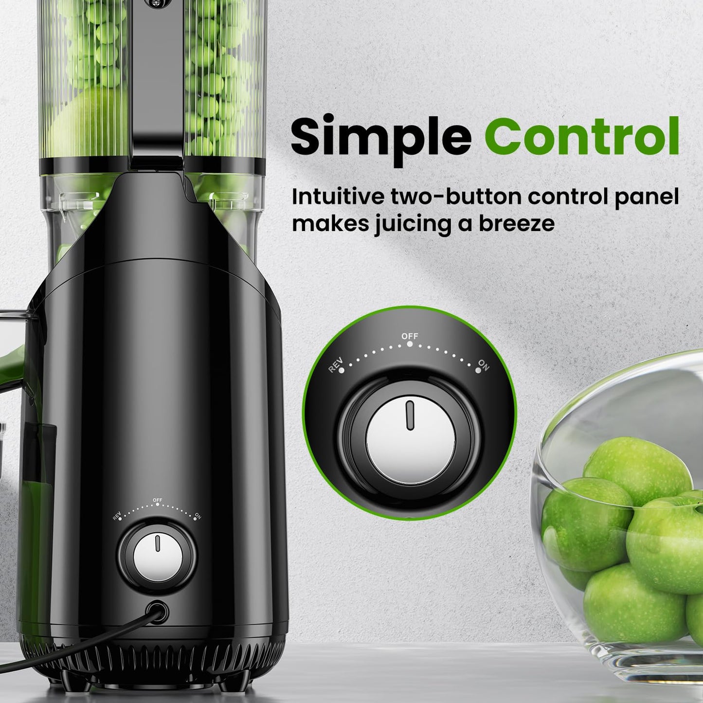 Cold Press Juicer, Amumu Slow Masticating Machines with 5.3" Extra Large Feed Chute Fit Whole Fruits & Vegetables Easy Clean Self Feeding Effortless for Batch Juicing, High Juice Yield, BPA Free 250W