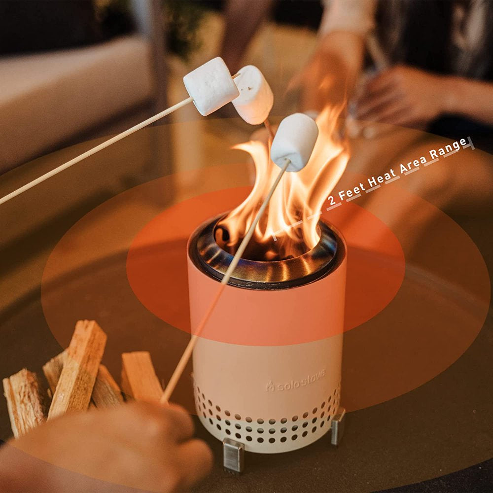 Solo Stove Mesa Tabletop Fire Pit with Stand | Low Smoke Outdoor Mini Fire for Urban & Suburbs | Fueled by Pellets or Wood, Safe Burning, Stainless Steel, With Travel Bag, 6.9 x 5.1 in, 1.4lbs