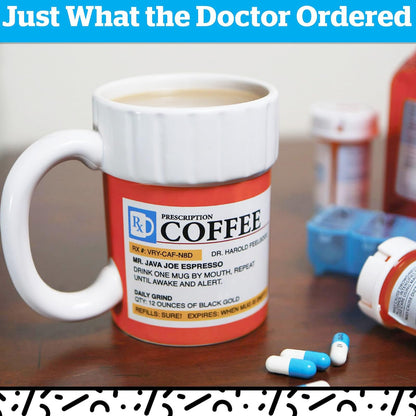 BigMouth Inc. Prescription Coffee Mug - Large Funny Prescription Coffee Cup - Unique Pharmacy Gifts - Hilarious Novelty and Gag Gifts for Doctor - Dishwasher-Safe Ceramic Pill Bottle Coffee Cup - 12oz