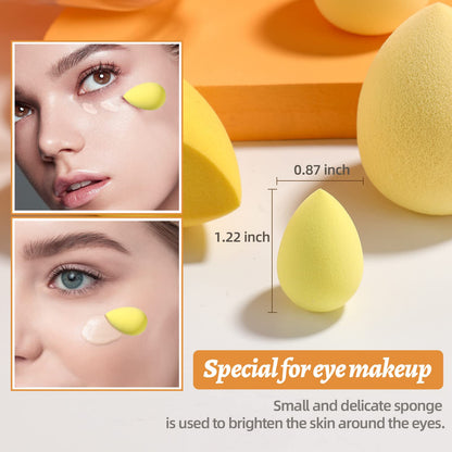 Makeup Sponge Set BS-MALL Blender Sponges 7 Pcs for Liquid, Cream, and Powder, Multi-colored with 1 Mini Makeup Sponge Pink (D-Yellow)