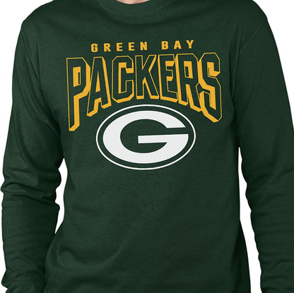 Junk Food Clothing x NFL - Green Bay Packers - Bold Logo - Unisex Adult Long Sleeve T-Shirt for Men and Women - Size Small