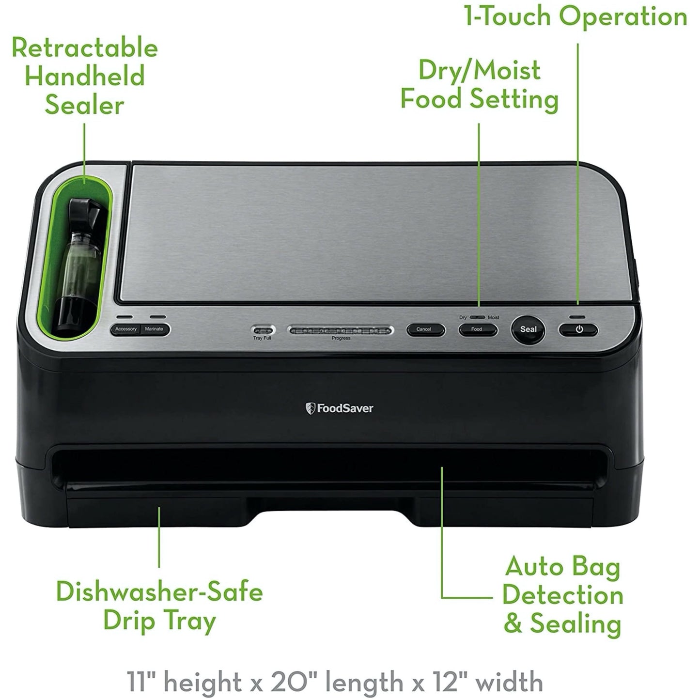 FoodSaver 4800 Series Vacuum Sealer Machine, 2-in-1 Automatic Vacuum Sealing System with Handheld Vacuum Sealer plus Starter Kit, v4840