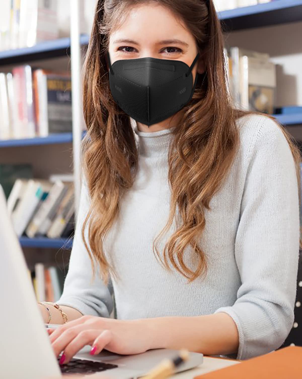 LEMENT 25pcs KN95 Face Mask Black 5 Layer Cup Dust Safety Masks Filter Efficiency≥95% Breathable Elastic Ear Loops Black Masks