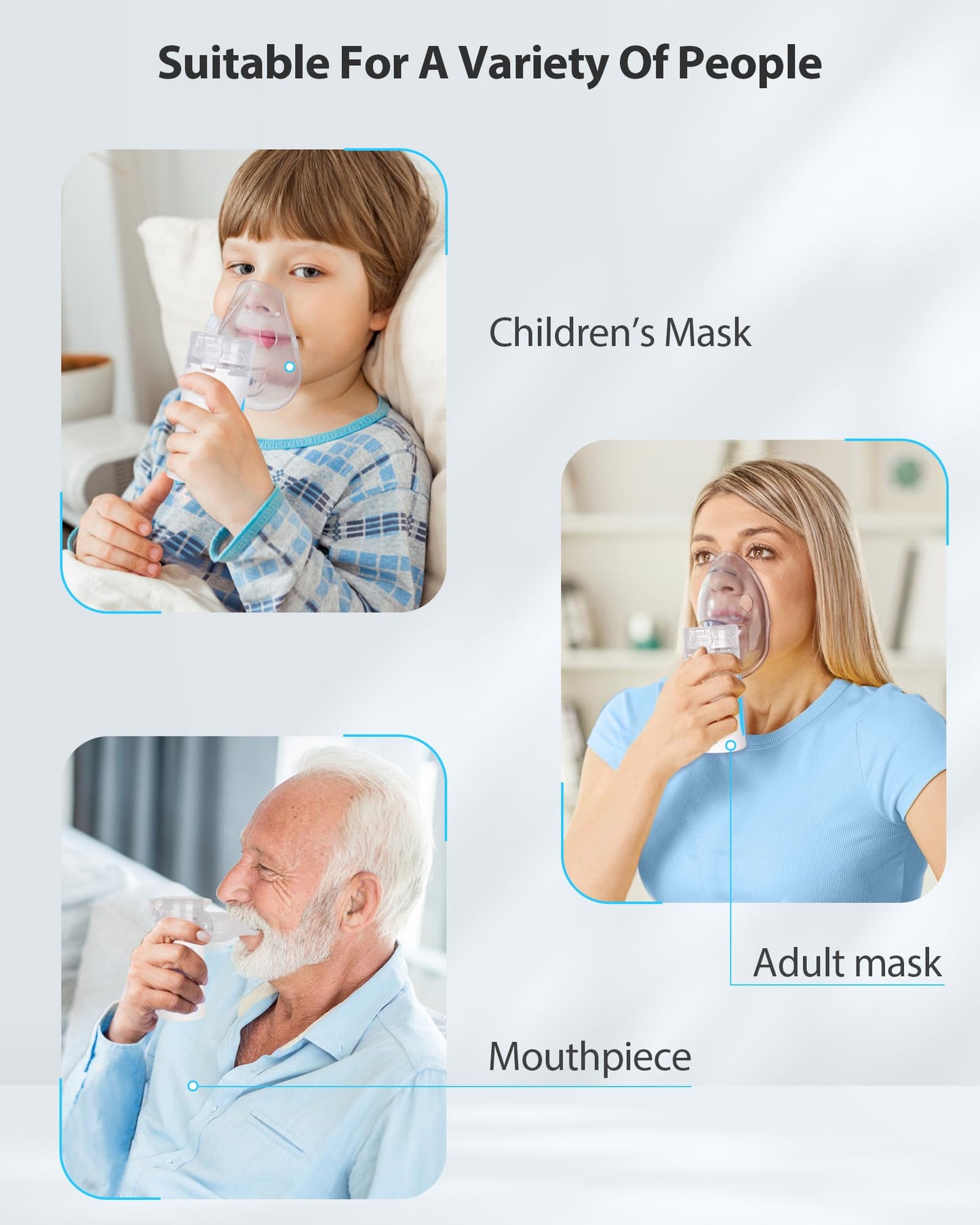 Portable Nebulizer, Nebulizer Machine for Adults and Kids, Ultrasonic Mesh Nebulizer of Cool Mist, Ultrasonic Nebulizer with Self-Cleaning Function for Breathing Problems, Used at Home, Office, Travel