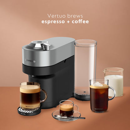 Nespresso Vertuo POP+ Deluxe Coffee and Espresso Machine by Breville with Milk Frother, Titan Medium