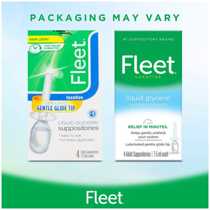 Fleet Liquid Glycerin Suppositories for Adult Constipation, 4 Suppositories, 7.5 ml (Pack of 3)