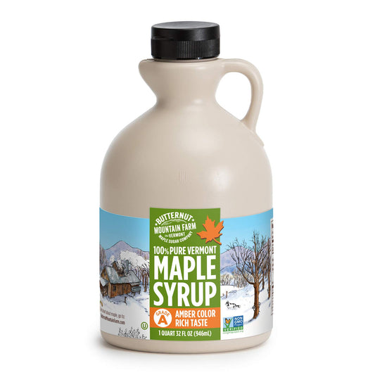 Butternut Mountain Farm Pure Vermont Maple Syrup, Grade A, Amber Color, Rich Taste, All Natural, Easy Pour Jug, 32 Fl Oz, 1 Qt